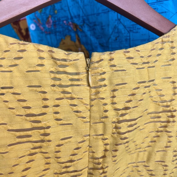 J. Crew Textured Mustard Yellow Sleeveless Fit-and-Flare Dress - Picture 4 of 9